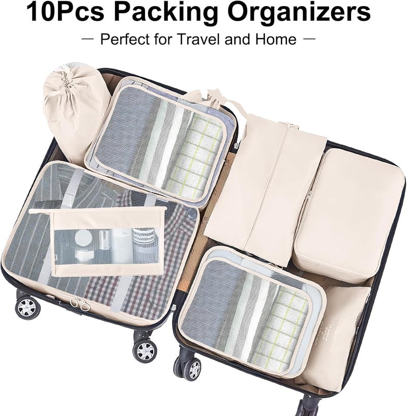YEEYAA Packing Cubes for Travel-10 Set Luggage Organizer Bags for Family, Mesh Breathable Packing Cubes for Suitcases Durable Travel Essentials Bags Set - Image 2